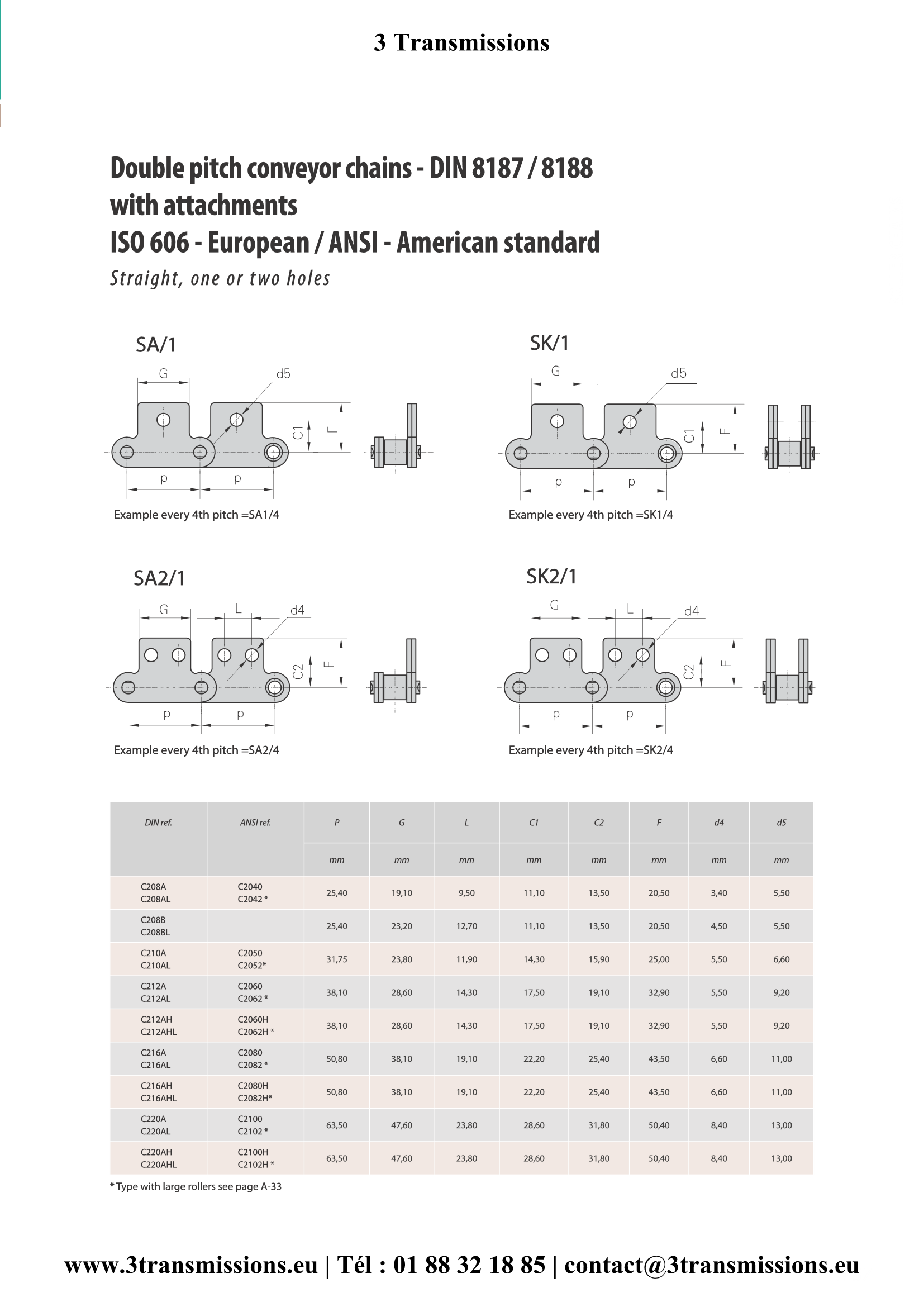 Chaîne double pas plaque droite patte droite